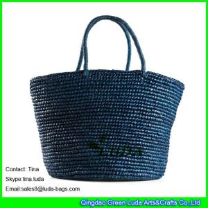 Quality LUDA navy blue handbags expensive raffia bags crochet straw handbags for sale