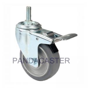 China 4 Inch Nonmarking Soft Rubber Wheel Swivel Screw Stem Casters With Double Lock Brake on sale