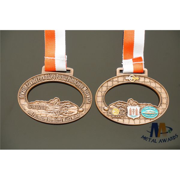 Buy Durable Small Metal Medallions Antique Copper Plated Medailles Oval Shape at wholesale prices