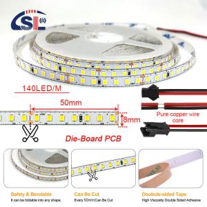 DC12V/24V SMD2835 140D 8mm 3000K Ra70 LED Light Strips for Bathroom Vanities