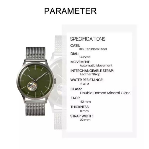 RoHS 42mm Men'S Automatic Mechanical Watch OEM Stainless Steel Automatic Watch