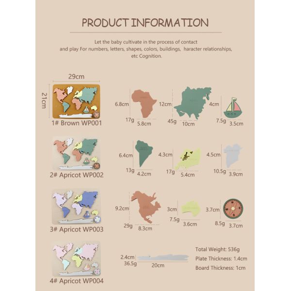 World Map Continents And Ocean Silicone Puzzle Baby Gift Montessori Educational