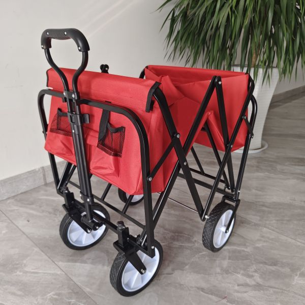 Outdoor Garden Folding Wagon PVC Wheels Narrow Wheel Stretch Handle