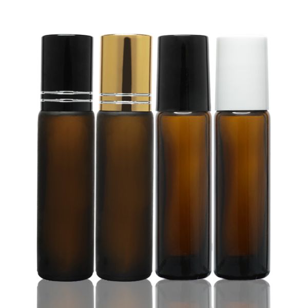 Perfume Serum Packaging Amber Glass Essential Oil Bottle 8ml With Roller Ball