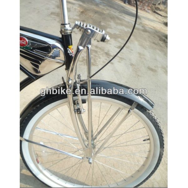26 Inch CP Chrome Frame Spring Fork Beach Cruiser Bicycle with Steel Fork Material