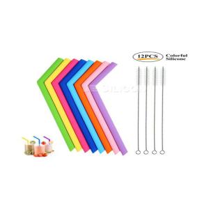 Smoothie Reusable Silicone Drinking Straws Environmentally Friendly FDA Approval
