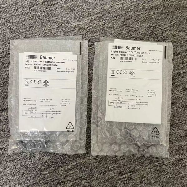 Baumer FHDM 12P5001/S36A Diffuse Sensor IP 6 Protection Class 25 ma Current Consumption