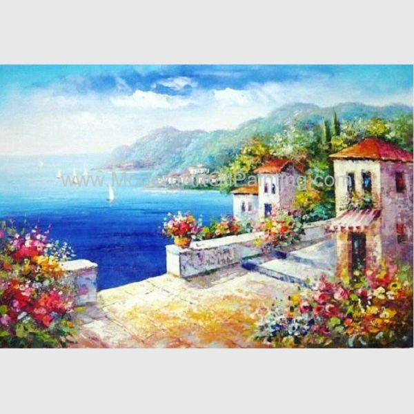 Buy Hand - painted Impressionism Mediterranean Oil Painting Vacation Harbor at wholesale prices