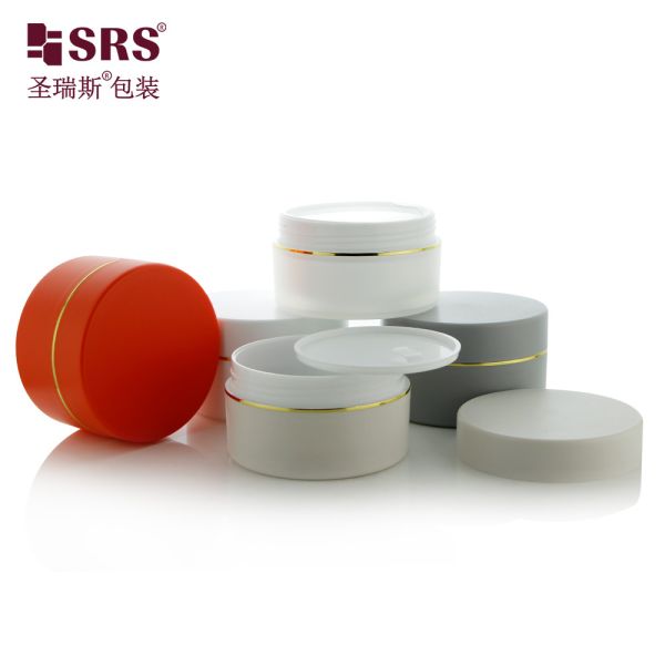 SRSJK 100g 150g Empty Plastic PP Cream Jar Container Double Wall Glossy Matte In Mold Custom Color Available