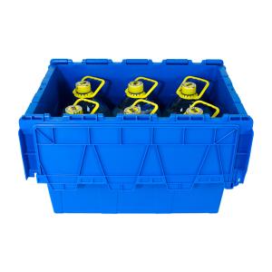Customized Color Logistic Moving Turnover Attached Lid Crate for Stackable