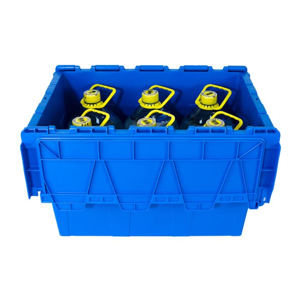 Customized Color Logistic Moving Turnover Attached Lid Crate for Stackable