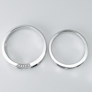 Geometric Graphic AU750 18k Gold Wedding Rings Couple White Gold