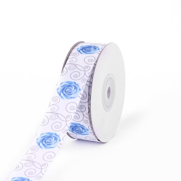 Floral ribbon roll polyester ribbon customized flower printing grosgrain ribbon