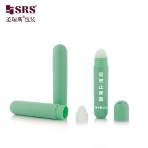 Quality RPPG 25ml Injection Custom Pantone Color Frosted Dome Cap Round Bottom Plastic PCR Eco-friendly Roller PP Ball Bottle Applicator With Bag Lanyard for sale