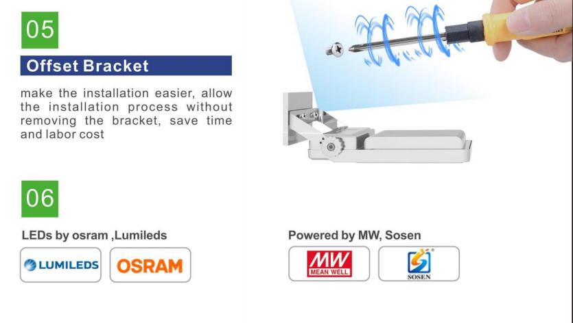 IP66 10-300W Adjustable Aluminum High Power LED Flood Light For With Isolated Waterproo Outdoor Spaces Sports Facilities