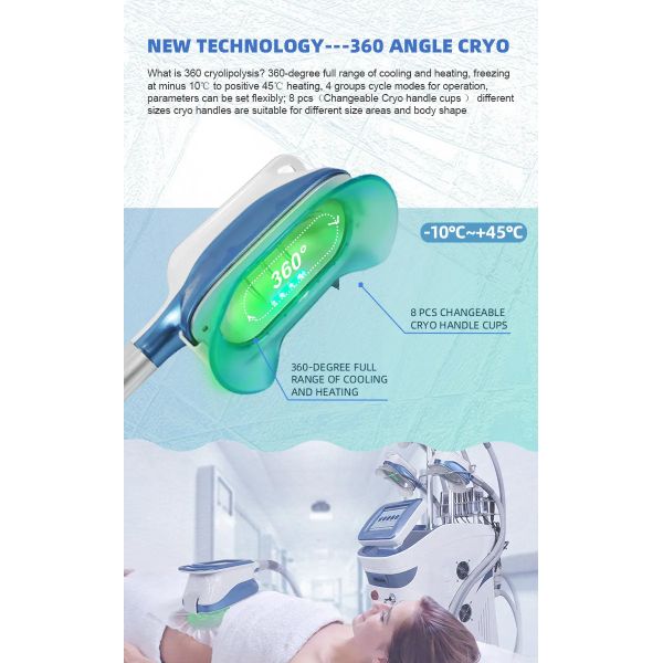 Rf Cryo 360 Machine Cooling Slimming Body Cryolipolysis Lipo Laser Fat Reduction