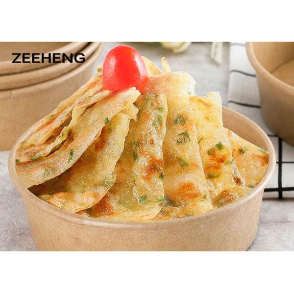 12oz 400ml Single Pe Coating Kraft Paper Salad Bowl With Lid , Eco Friendly