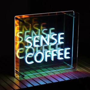 Multi Layer Mirror 3D Neon Sign Mirror with Custom Color Gradient LED Logo