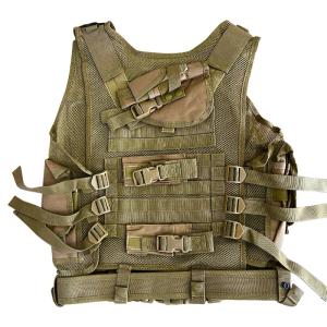 Multi-functional Khaki/Tan Protective Vest with Multiple Pouches and Mesh Liner