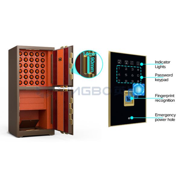 Double Compartment Jewelry Lock Box Fingerprint Lock H1680mm Safe Watch Box
