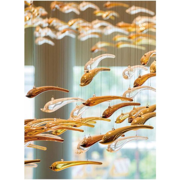Glaze Art Ocean Theme Glass Fish Chandelier Creative Decorative Chandelier