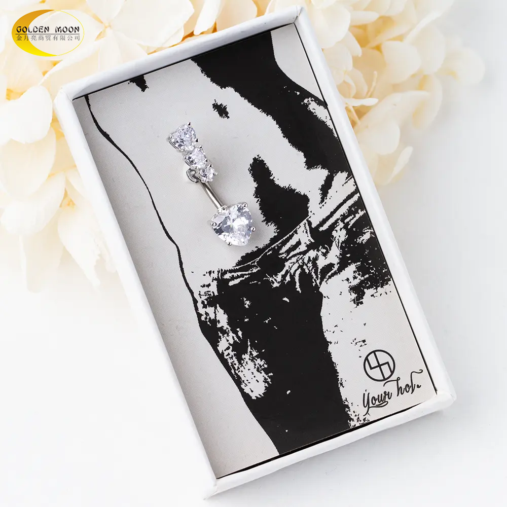 Zircon Anniversary 316l Stainless Steel Body Piercing Jewelry Belly Button Rings 12mm