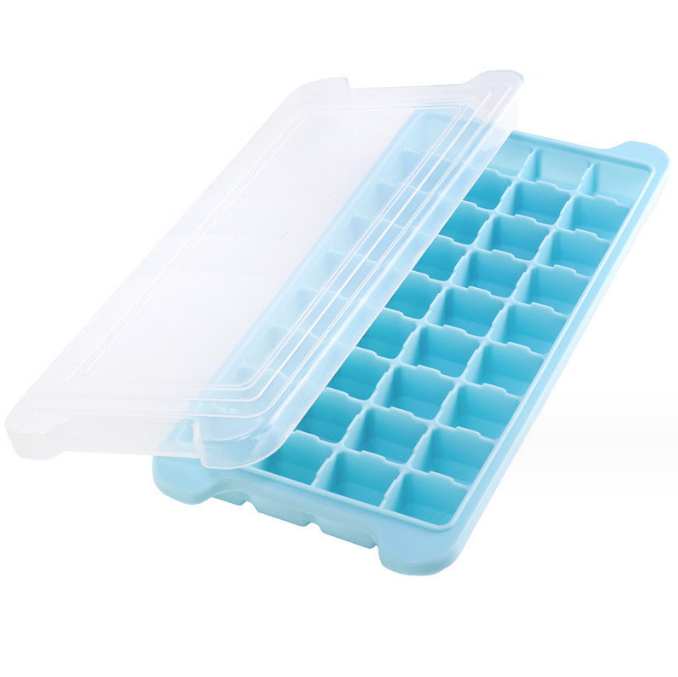 Food Grade 24 36 Square Ice Cube Silicone Mold with Plastic Type PP and PP Cover