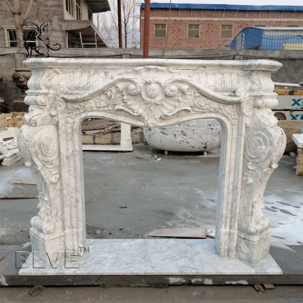 Buy Marble Fireplace Carrara Modern Freestanding Fireproof Stone Hand Carved at wholesale prices
