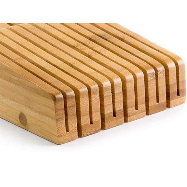 Natural Bamboo 15-Slot In Drawer Knife Block Organizer with Eco-Friendly Construction
