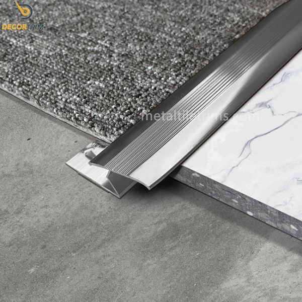 Buy Shiny Silver Carpet Transition Strip Tile To Carpet 3000mm Length at wholesale prices