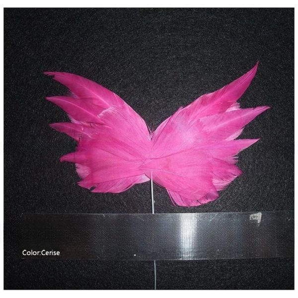 Party Decoration Stripped Goose Feather Butterfly with Wire Accessory 10*20 cm