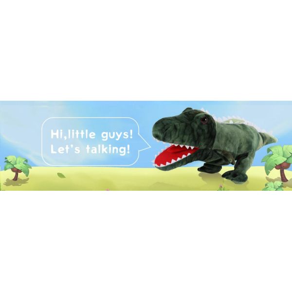 MorisMos 15-Inch Blue Triceratops Hand Puppet Unisex Movable Mouth Stuffed Toy Dinosaur Great Role Play Plush Bear Gift for Kids