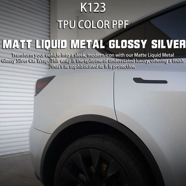 K123 Matt Liquid Metal Glossy Silver TPU Color Car Paint Protection Film Full