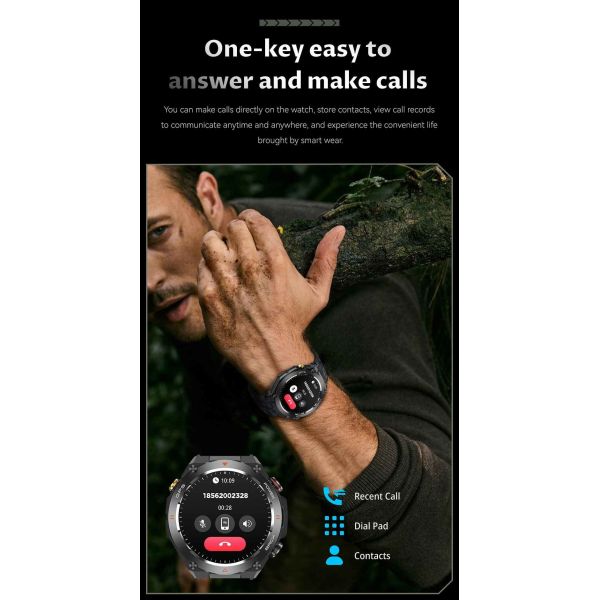 Men's KC82 Smart Watch Fitness Tracker Watch Waterproof 1ATM With Altitude Air Pressure