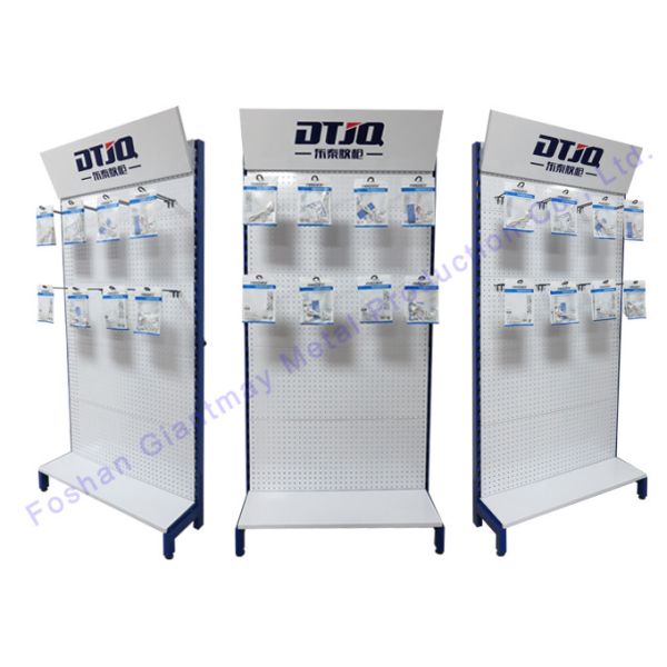 Perforated Shelf Cell Phone Rack Mobile Accessories Display Stand With Hooks