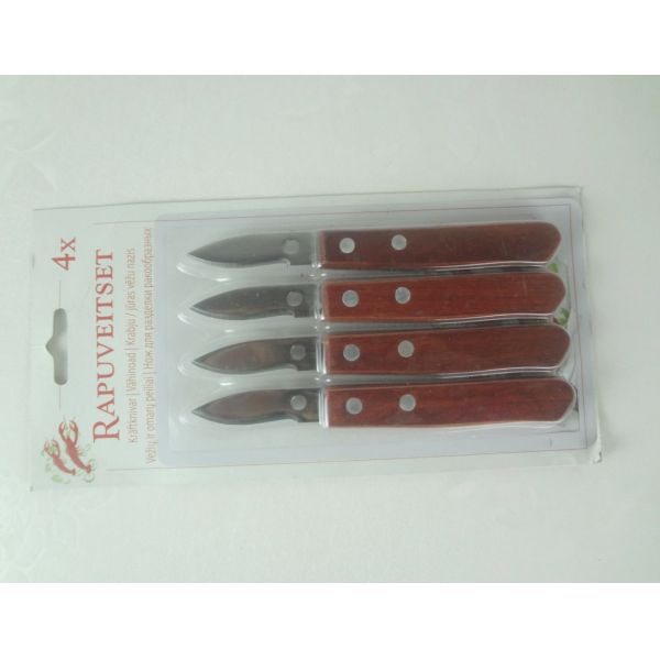 Rapuveits Set 4x And Lobster Knife With Wooden Handle For Seafood Knife From