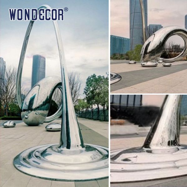 Shape Water Droplets Large Stainless Steel Sculpture For Outdoor Squares
