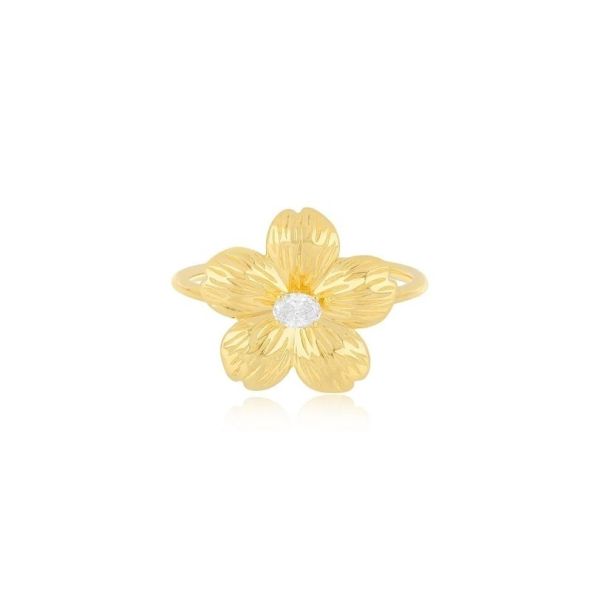 Buy Forever Flower 18K Gold Plated Oval CZ Women's Ring in 925 Sterling Silver Jewelry at wholesale prices