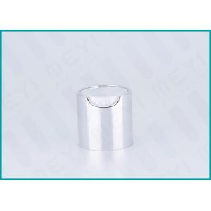 Shiny Silver Aluminum Disc Top Cap 24/410 Press Lotion Cap With White Actuator