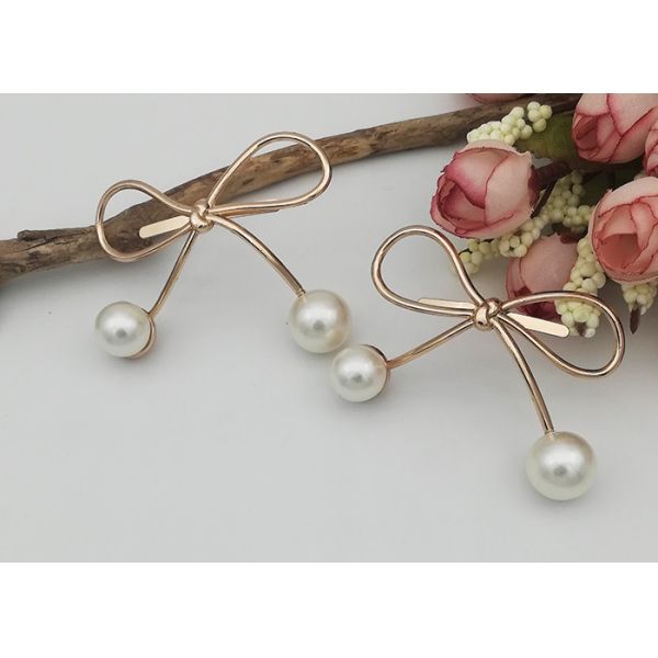 Buy Bow Shape Resistance Ladies Shoe Buckles Easy Put On With Two Big Pearl at wholesale prices