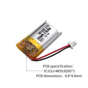 901428 260mAh 3.7V Professional Custom Lithium Polymer Battery Pack