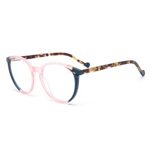 Round Lamination Acetate Frame Glasses Eyeglasses Ladies Optical No Smear