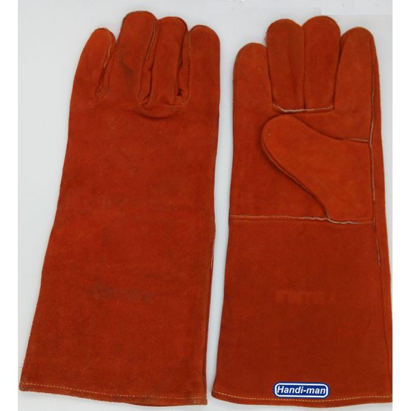 Buy 24 inch Split Leather Safety Welding Gloves Orange color at wholesale prices