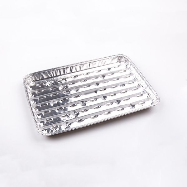 Buy FDA Rectangular Foil Trays Aluminum Foil Bbq Pans With Hole at wholesale prices