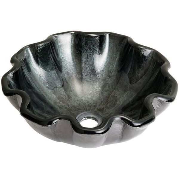 Buy Flower Shape Large Bowl Bathroom Sink Tempered Glass Hot Melt Gray at wholesale prices