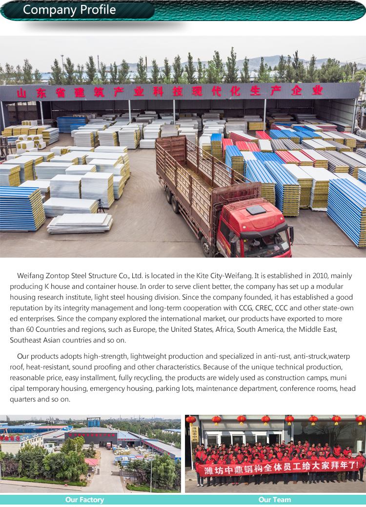 Zontop Low Cost Luxury Steel Prefab House K Type 2 Story Modern Villa Guard House Conference room Sandwichanel Houses