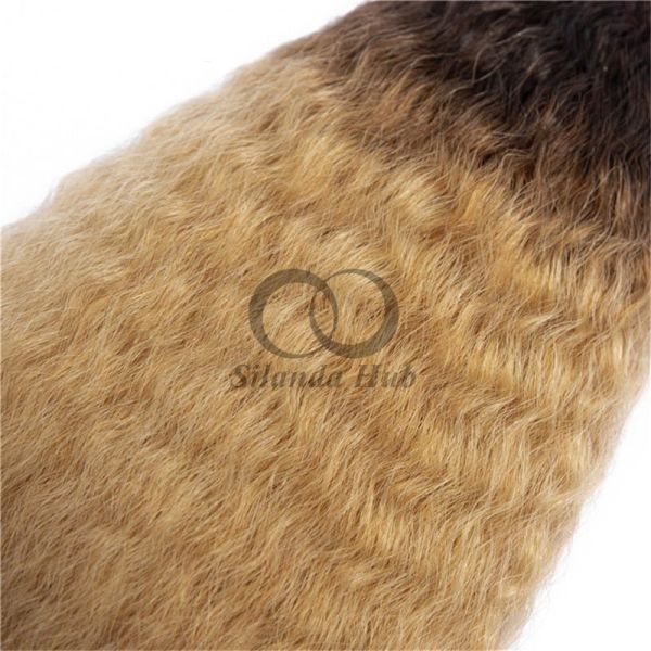 #T1B/27 Kinky Straight Remy Human Hair Bundles Sew In Weave Bundles Brazilian Bundle Deals