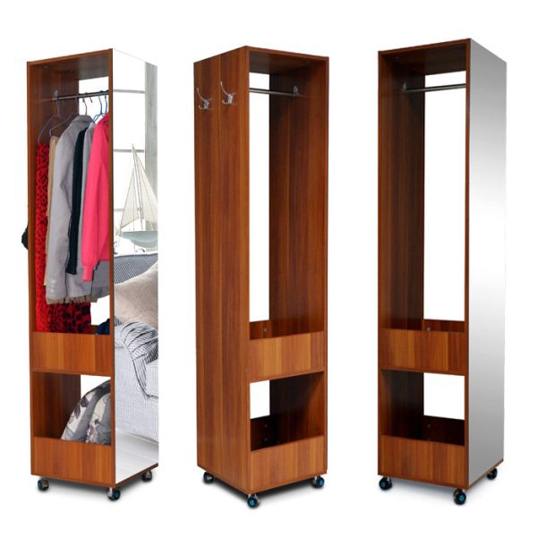 Buy Multifunctional 180cm Movable Mirrored Wooden Clothes Wardrobe at wholesale prices