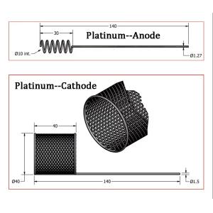 40*40mm Counter Electrode Platinum Mesh Cylinder Cathode & Anode