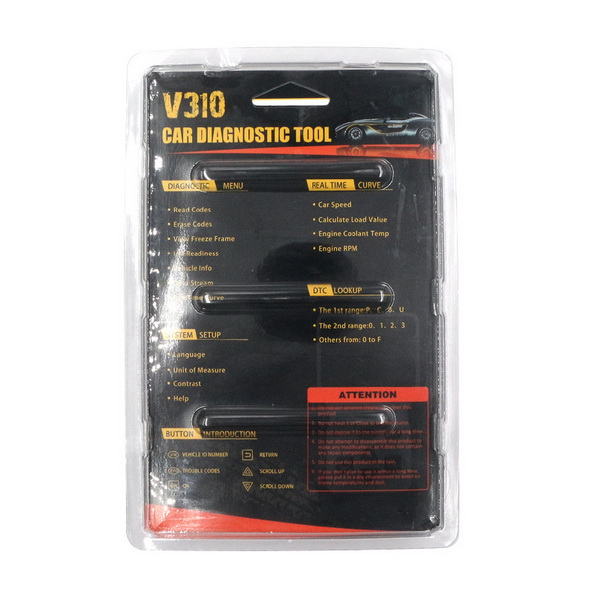V310 screen display OBD interface car code reader Diagnostic Scanner